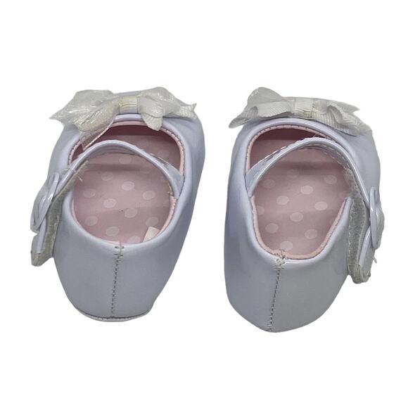Baby Deer Girl's White Patent Skimmer Crib Shoes 1M Infant Hook & Loop Closure - Picture 6 of 14